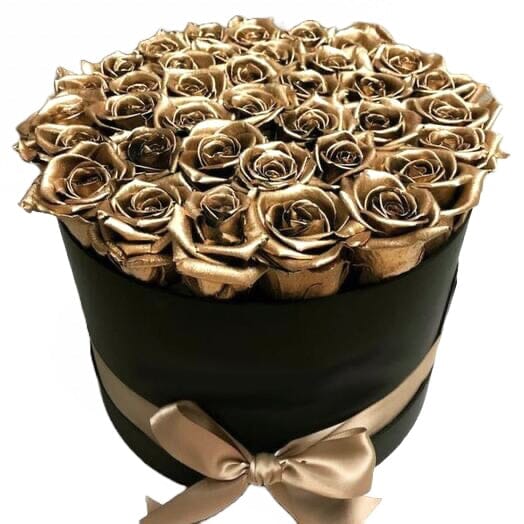 Amazing Gold Roses Box - Florist London