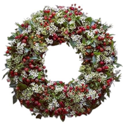 Berry and Wax Flowers Christmas Wreath - Florist London