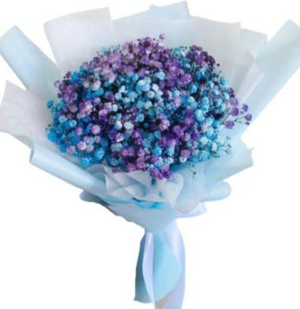 Blue and Purple Gypsophila Bouquet - Florist London