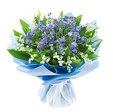 Blue Forget - Me - Not with Lily of Valley Bouquet - Florist London