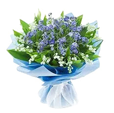 Blue Forget - Me - Not with Lily of Valley Bouquet - Florist London
