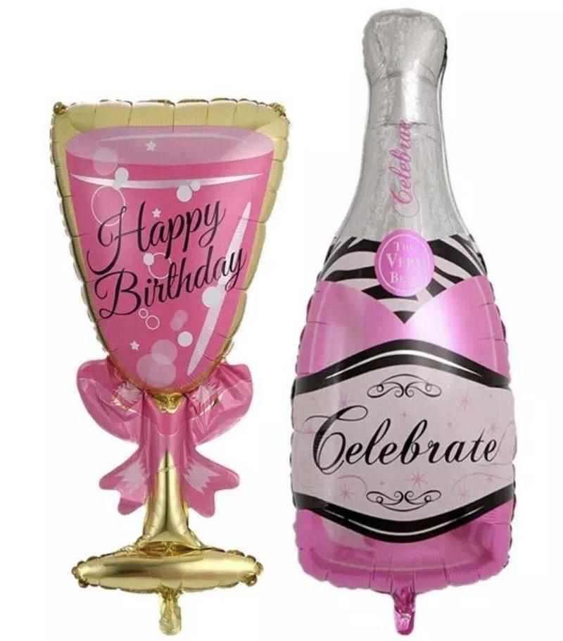 Champagne with a Glass of Helium Balloons - Florist London