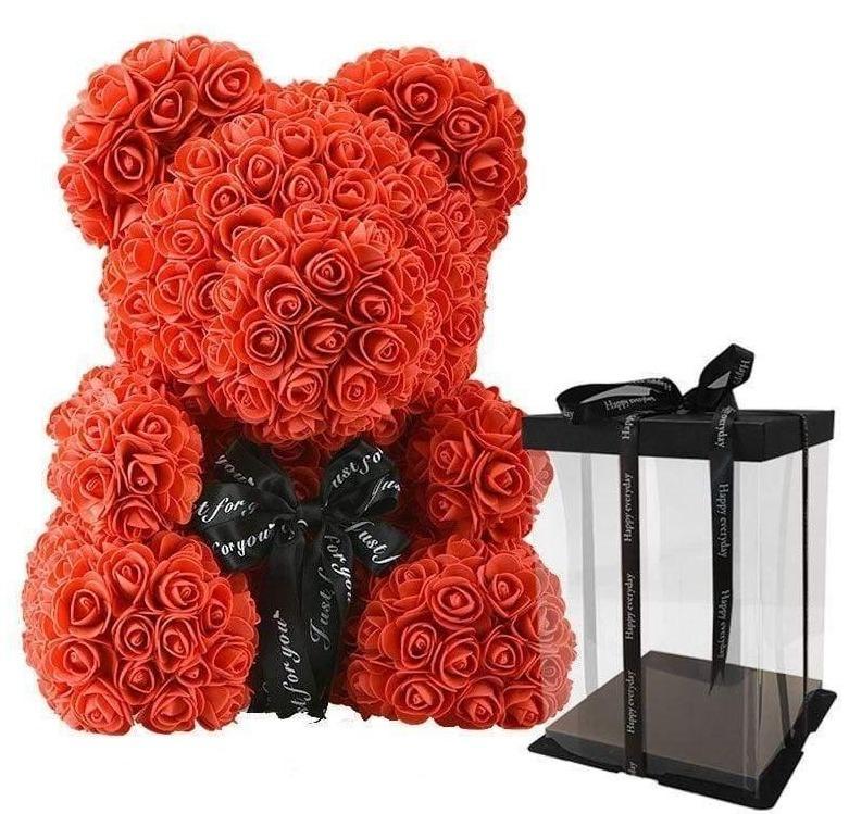 Foam Red Rose Flower Teddy Bear