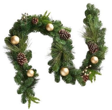 Fresh Christmas Garland with Gold Baubles - Florist London