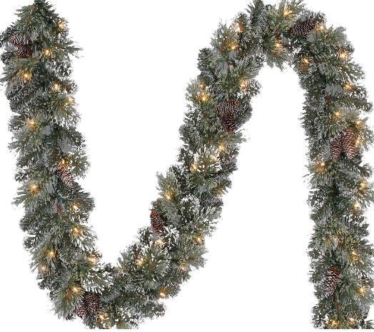 Fresh Garland with Lights and Snow - Florist London