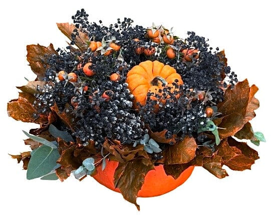 Gypsophila Flowers with Berry Pumpkin Arrangement