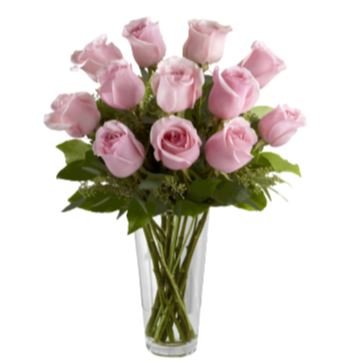 Light Pink Roses with Greenery Bouquet in Vase - Florist London