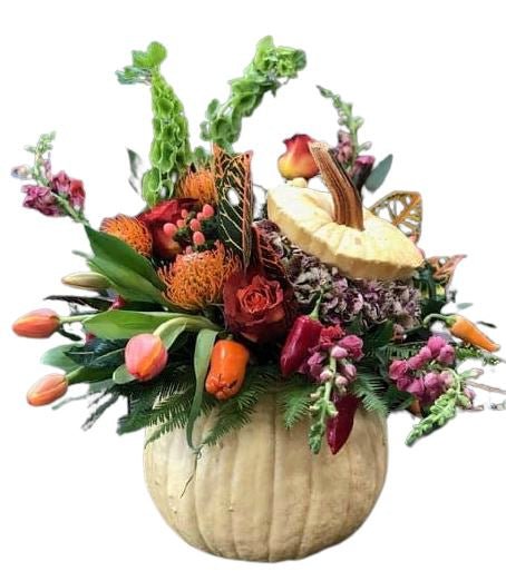 Lovely White Pumpkin Arrangement - Florist London
