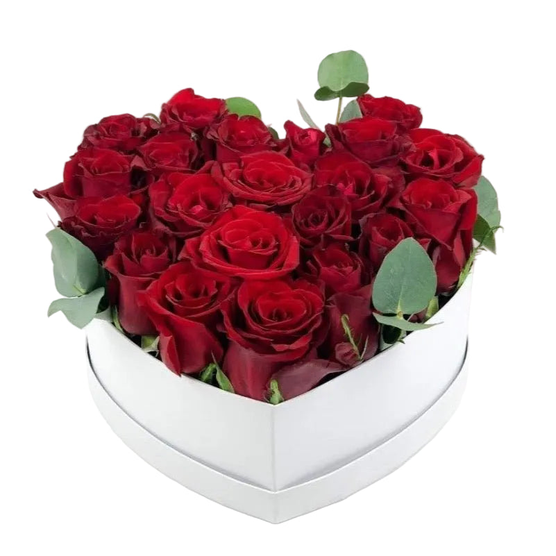 Luxury Red Roses with Eucalyptus Box - Florist London
