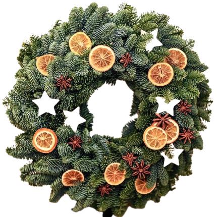 Orange and Christmas Decorations Wreath - Florist London