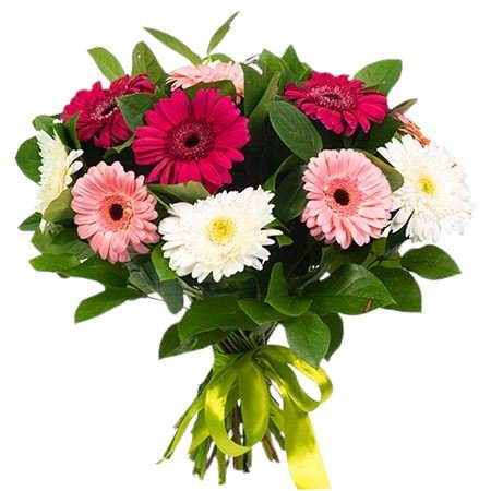 Pink and White Gerbera Bouquet with Greenery - Florist London