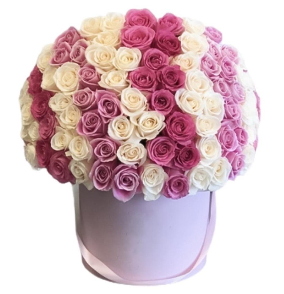Pink and White Roses Box - Florist London