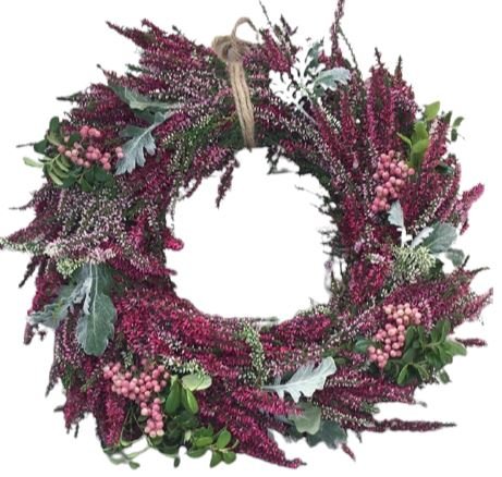 Pink Heather Autumn Wreath - Florist London