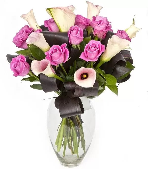 Pink Roses and Calla Lily in Vase - Florist London