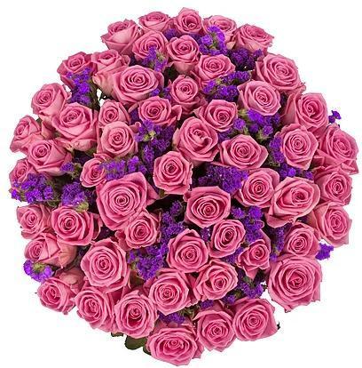 Pink Roses with Purple Bouquet - Florist London