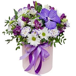 Purple and White Flower Box - Florist London