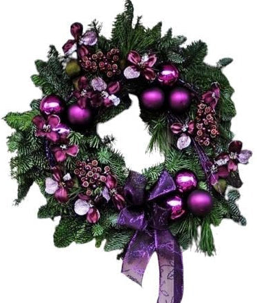 Purple Christmas Door Wreath - Florist London