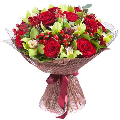 Red and Green Flower Bouquet - Florist London