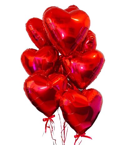 Red Hearts Gift Helium Balloons - Florist London