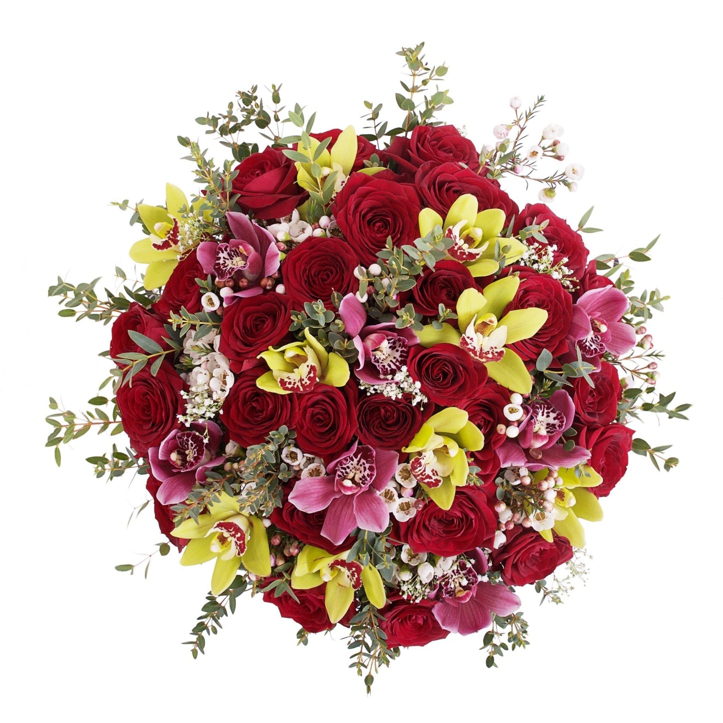 Red Roses with Cymbidium Bouquet - Florist London