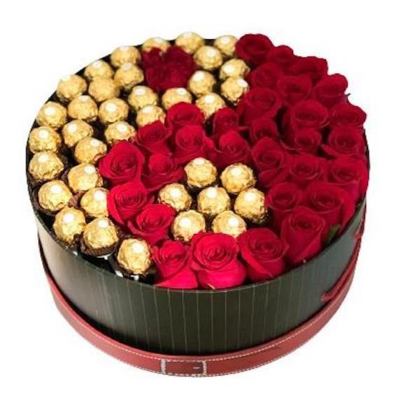 Red Roses with Ferrero Sweet Box - Florist London