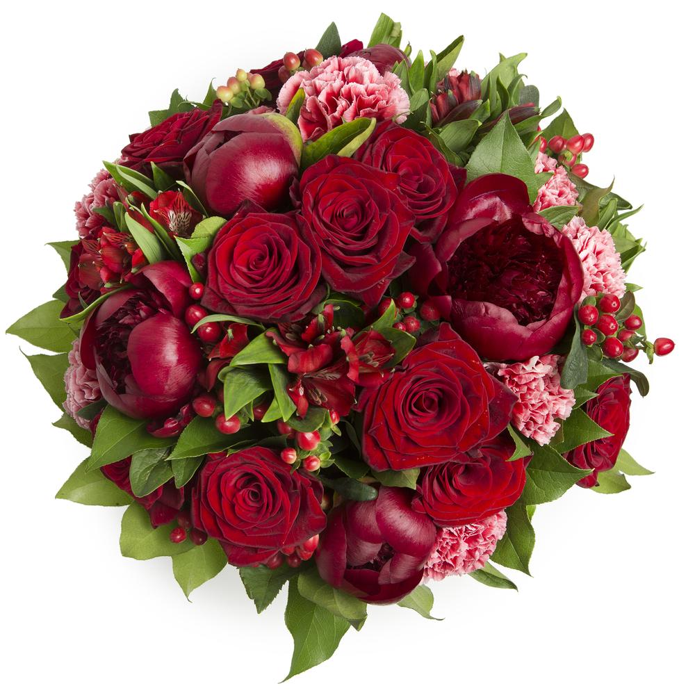Red Roses with Peonies Bouquet