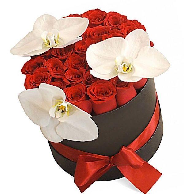 Red Roses with White Box - Florist London
