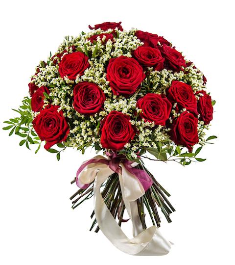 Roses with White Limonium Bouquet - Florist London