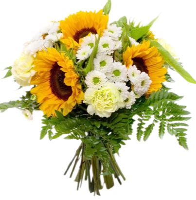Sunflowers in White Bouquet - Florist London