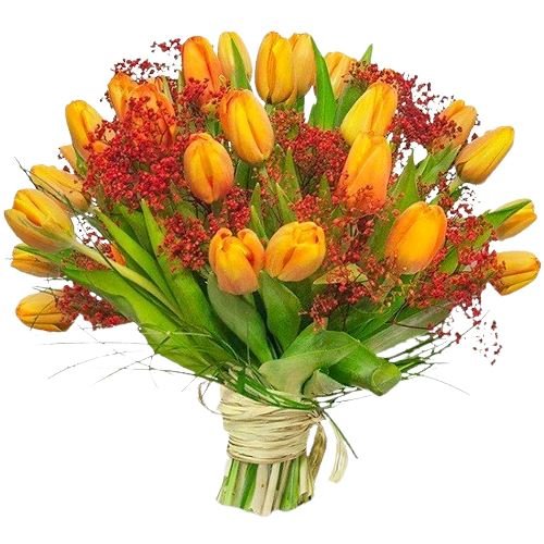 Tulips with Red Gypsophila Bouquet - Florist London