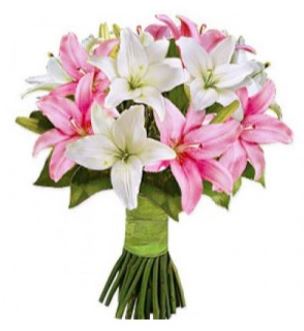 White and Pink Lily Bouquet - Florist London