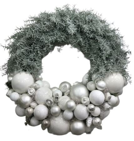 White and Silver Snow Wreath - Florist London