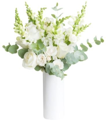 White Flowers in White Vase - Florist London