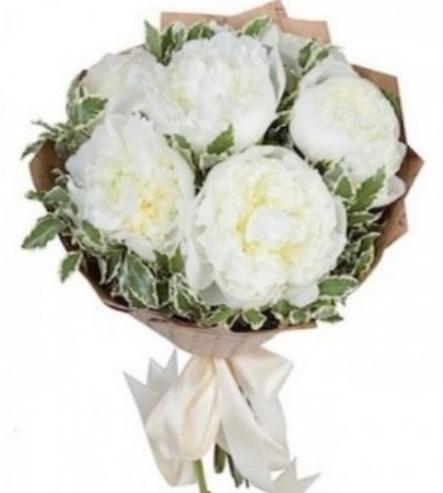 White Peonies with Pittosporum - Florist London