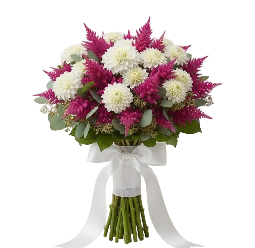 Bouquet of White Dahlia and Celosia