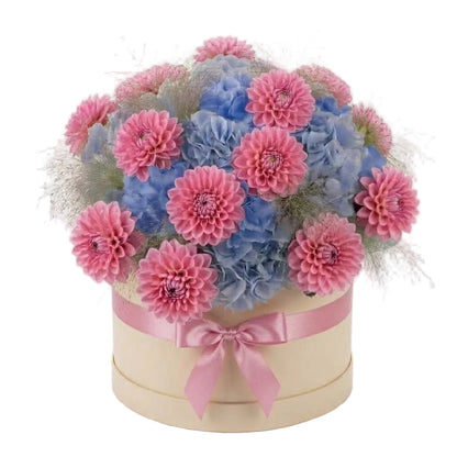 Blue Hydrangea with Dahlia Premium Box