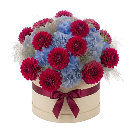 Blue Hydrangea with Dahlia Premium Box