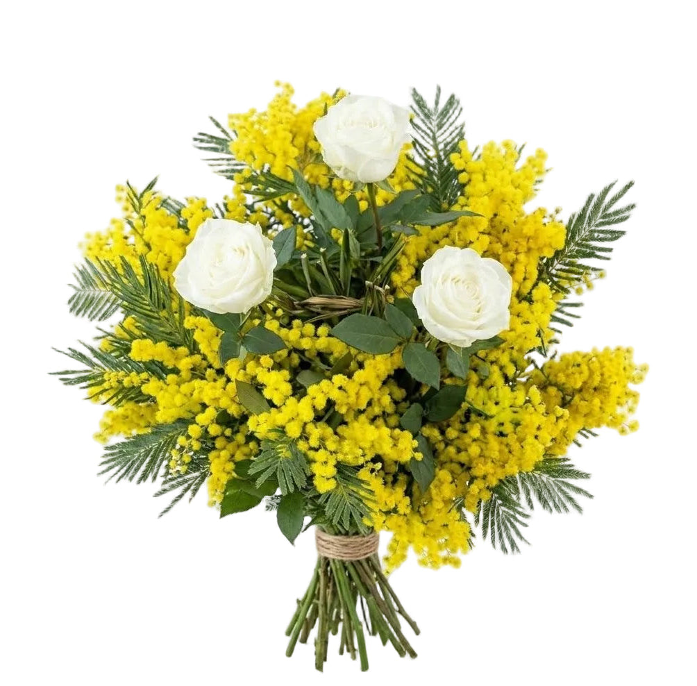 Bouquet of Mimosa and Roses