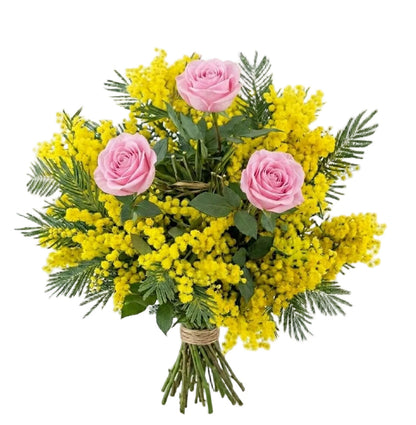 Bouquet of Mimosa and Roses