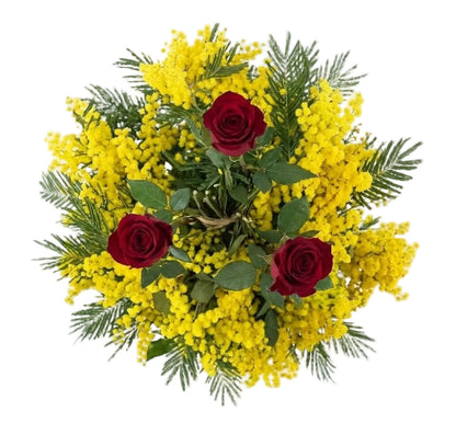 Bouquet of Mimosa and Roses