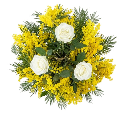 Bouquet of Mimosa and Roses