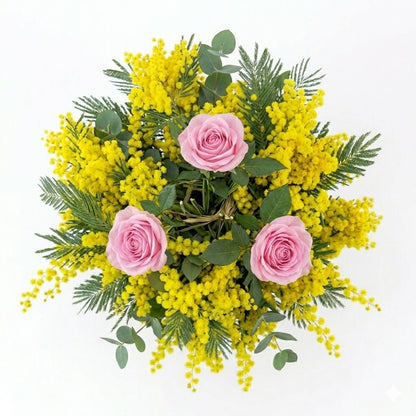 Bouquet of Mimosa and Roses