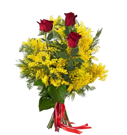 Bouquet of Mimosa and Roses