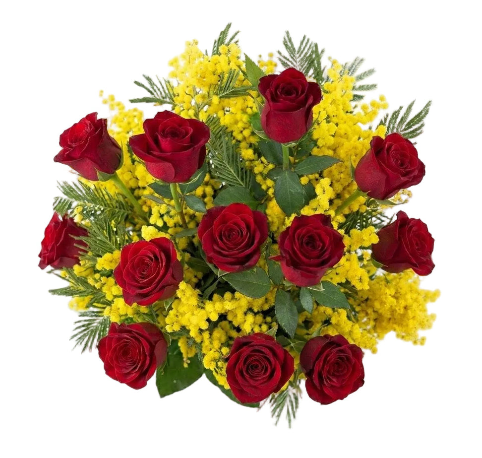 Bouquet of Mimosa and Roses