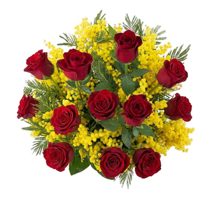 Bouquet of Mimosa and Roses