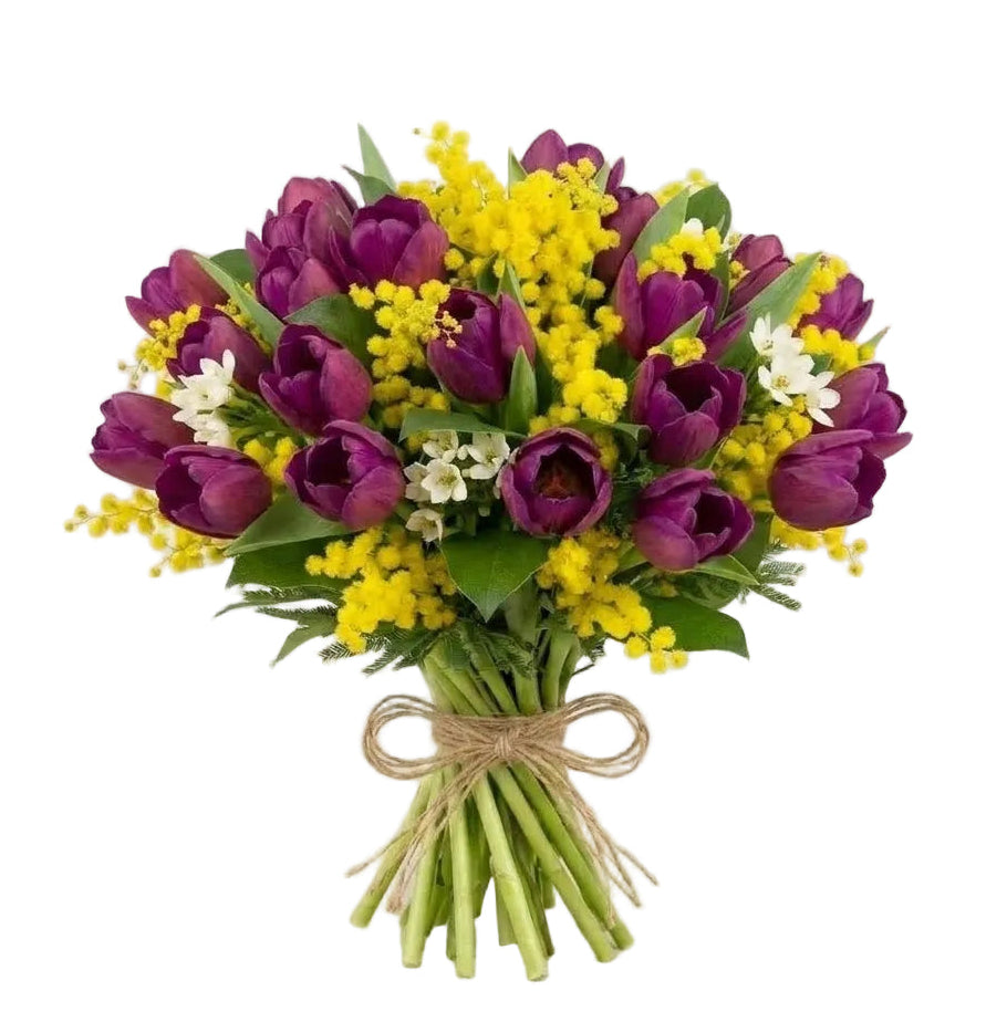 Bouquet of Mimosa and Tulips