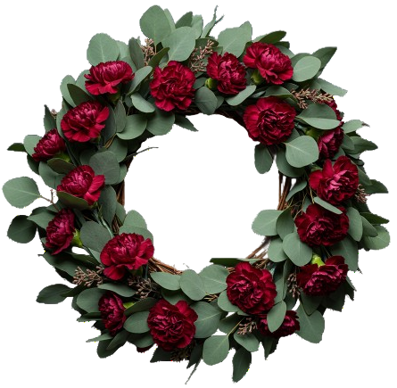 Carnations with  Populus and Berries Door Wreath