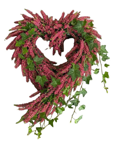 Charming Heather Heart Door Wreath