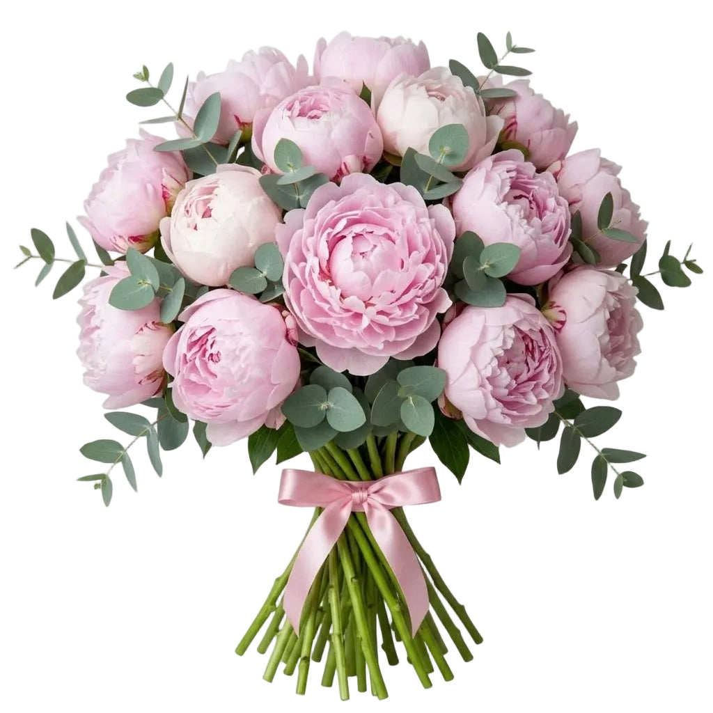Classic Peonies Bouquet with Eucalyptus