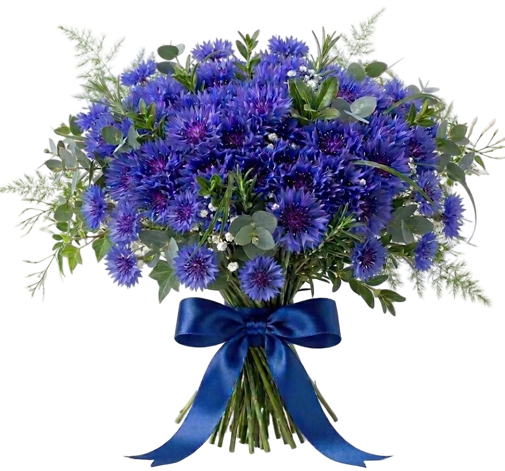 Cornflower Bouquet with Greenery